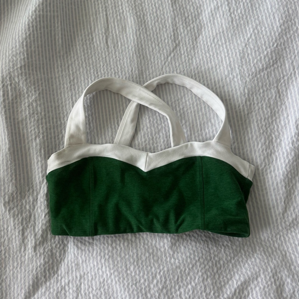 Beyond Yoga Green and White sports bra